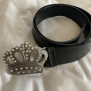 Black belt with crown buckle
